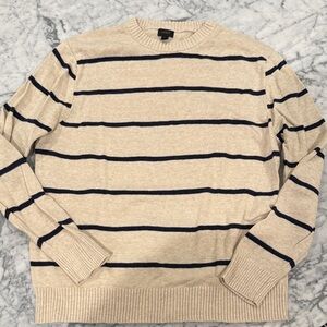 JCrew Striped Beige and Navy Sweater